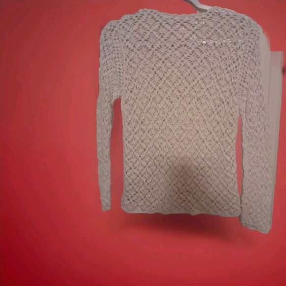 Draper's And Damon's Vint.  Women’s White Crochete Button Sweater. Size Pxs. B47 - Picture 4 of 6